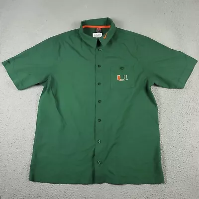 Nike Miami Hurricanes Shirt Mens Size XL Green UM Button Up Short Sleeve • $24.95