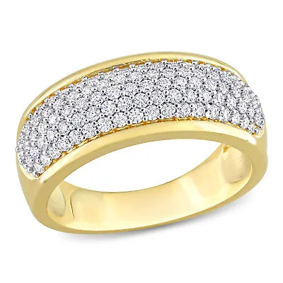 Amour Yellow Sterling Silver 3/4 CT DEW Created Moissanite Semi-Eternity Ring • $107