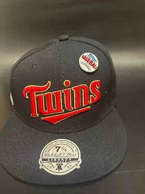 Mitchell & Ness/Lids Topps MINNESOTA TWINS Fitted Hat Cap Blk/red/gold Sz 7 3/4 • $24.99