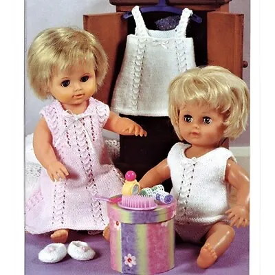 Vintage Doll Knitting Pattern Glenwell #624 Wardrobe 12-24” Baby Doll 4+8 Ply • $8