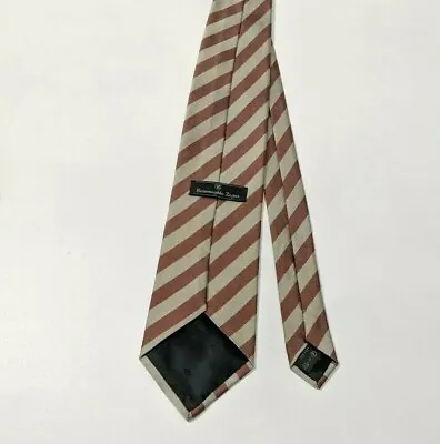 £39.95 • Buy New Ermenegildo Zegna Silk Tie Brown Gold Bold University Stripe Italy RP£145