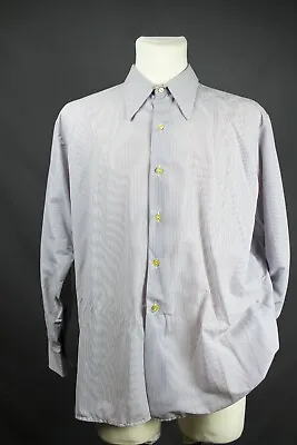 True Vintage Men's Casual Shirt Veracon GDR 70er White Rot-Blaue Stripes Nylon • £43.84