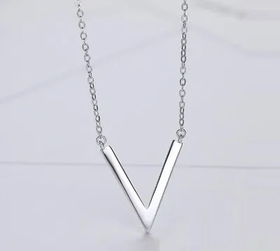 $8.99 • Buy V-Shape Silver SP Pendant Chain Necklace
