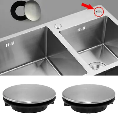 2Pc Stainless Steel Kitchen Sink Tap Hole Blanking Plug Stopper Basin Cover 36mm • £3.29