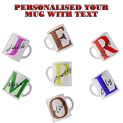 Personalised Initial Mug Name Mother Day Gift Letter Tea Coffee Cup Birthday • £8.99