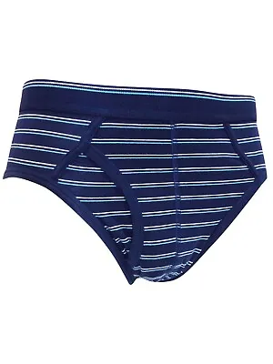 £5.50 • Buy Ex-M & S Cool & Fresh Navy/Turquoise/White Striped Mens Briefs - 2-Pack - BNWOT