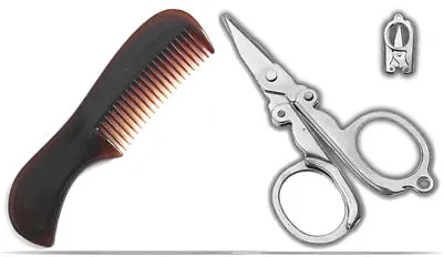 £4.25 • Buy Beard Pocket Comb & Mini Scissors Mens Beard Grooming Styling Accessories Kit