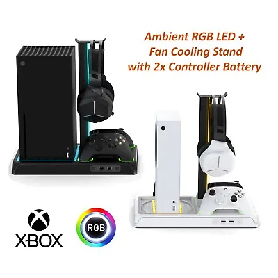 Xbox Series X / S Fan Cooling Stand Charging Station Dock Controller Battery RGB • $40.49