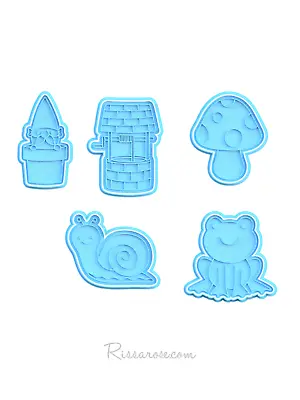 Spring Garden Cookie Cutter Stamp- Dwarf Snail Frog Water Well Fairy And Mus • $11.06
