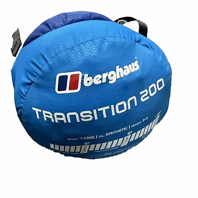 Berghaus Transition 200 Blue Sleeping Bag With Cover Camping • £29.99