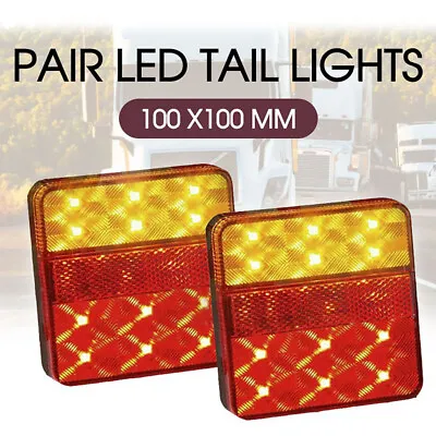 $20.99 • Buy 1 Pair 12V LED Trailer Lights Light Square Tail Stop Indicator Truck Lamp Kit