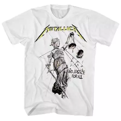 Metallica Justice For All T Shirt Mens Licensed Rock N Roll Concert Tee White • $17.49