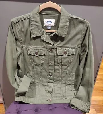 Old Navy Jacket Womens MEDIUM Army Green Denim Jacket Style Pockets: EUC • $25