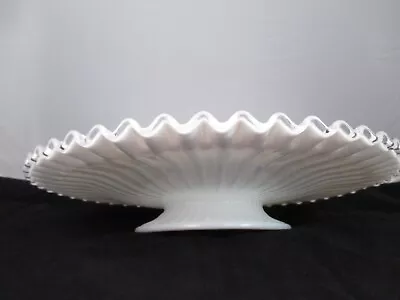 Vintage White Fenton Silver Crest Low Footed Cake Plate Stand 12 1/4  • $39.99