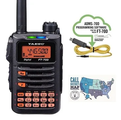 Yaesu FT-70DR C4FM/FM Dual Band 5W HT Transceiver W/ RT Systems Programming Kit • $263.42