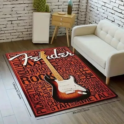 Fender Guitar Large Themed Rug Music Room Area Room Brand New • $59