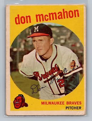 1959 Topps Don McMahon  #3 - Milwaukee Braves - VG To EX • $2.29