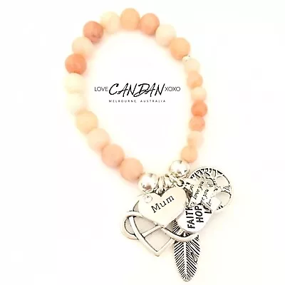 Love You Mum Infinity Heart Hope Faith Angel Feather Friendship Charm Bracelet • $24.95