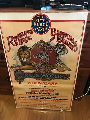 VINTAGE RINGLING BROS. CIRCUS WORLD SHOWCASE POSTER 19  By 31  OPENING FEB 1974 • $8.77