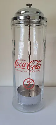 1992 Vintage Coca-Cola Straw Dispenser Diner Style Glass Holder Chrome Top Coke • $14.99