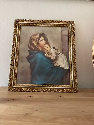 Old Print Mary With Child In Frame • $10.66