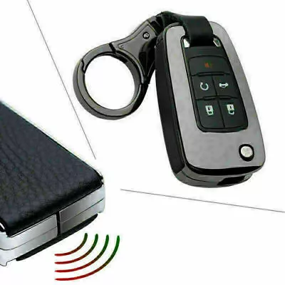Flip Key Fob Case Cover Holder Chain For GM Buick Chevy Zinc Alloy Leather Car • $22.51