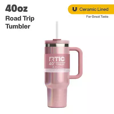 RTIC 40 Oz Ceramic Lined Road Trip Tumbler Leak-Resistant Lid With Straw • $34.98
