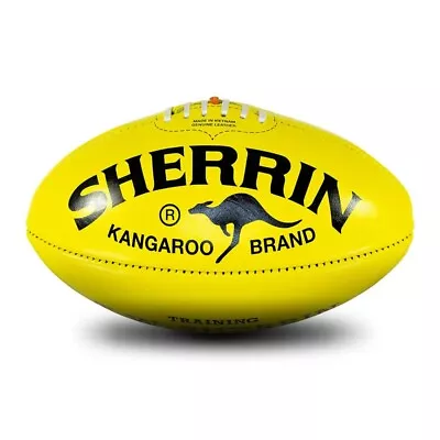 AFL Kangaroo Brand Sherrin KB Poly Yellow Leather Training Football Size 5 BNWT • $159.90