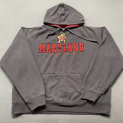 Vintage Maryland Terrapins Sweater Mens 2XL Gray Logo Pullover Hoodie NCAA • $16.24