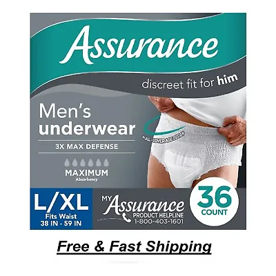 Assurance Men's Incontinence Underwear Maximum Absorbency L/XL (36 Count) • $16.02