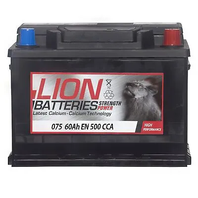 075 Car Battery 60AH 500CCA 0/1 B13 Spare By Lion 3 Year Guarantee 444770751 • £55.70