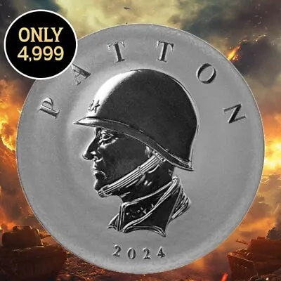 2024 - 5 Oz COMMANDER PATTON Silver Coin .9999 Fine Silver Bu - Commander Series • $199.95