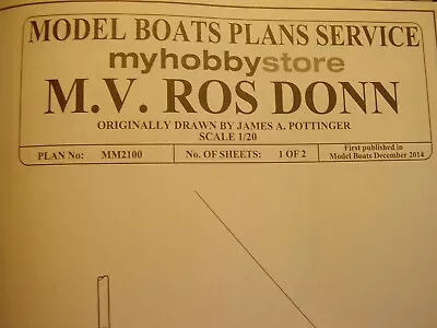 Original Model Boat Plan M V Ross Donn Fishing Boat 2014 With Build Instructions • $12.62