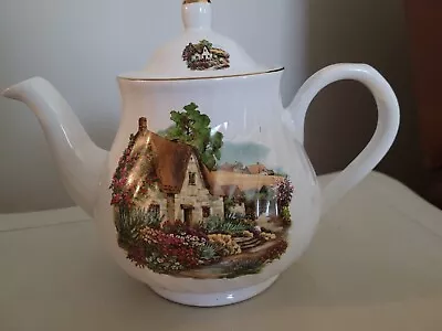 Vintage Arthur Wood & Son Teapot Cottage Scene #6290 Staffordshire England EUC • $15