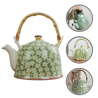 Japanese Style Ceramic Teapot With Rattan Handle And Infuser-RW • £25.65