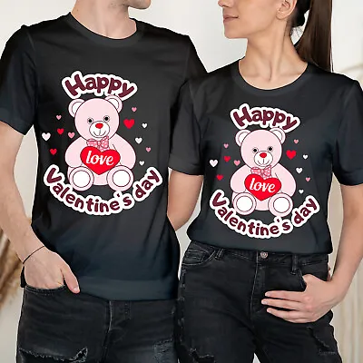 Happy Valentine's Day Cute Bear Love Goals Couple Matching T-Shirts #VD • £9.99