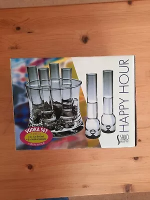 Retro Rare Happy Hour Vodka Set. Ice Bucket & 6 Glasses • £10