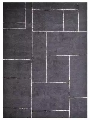 $169.90 • Buy Hand Knotted Gabbeh Silk Mix Area Rug Geometric Charcoal Beige BBH Home BBLSM122