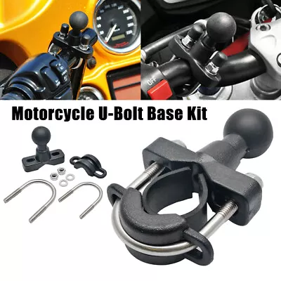 Universal Motorcycle Handlebar Bike Rail Base U-Bolt 1  Ball Kit For RAM Mount • £9.39