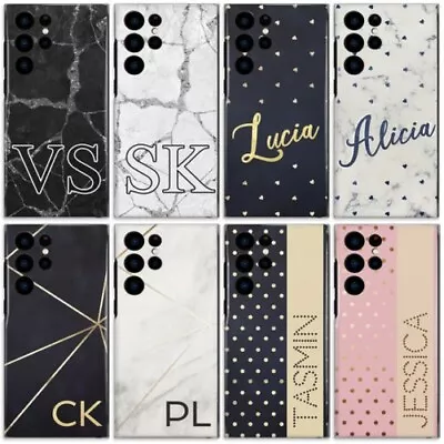 Personalised Initial Phone Case Samsung S22/S21/S22/Ultra Pink Marble Hard Cover • $15.69