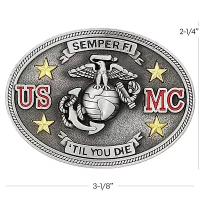 USMC Semper Fi US MARINE CORPS Logo Belt Buckle TIL YOU DIE • $9.91