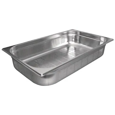 Gastronorm 1/1 PERFORATED Stainless Steel Pan Bain Marie Pot Choose Depth • £18.99