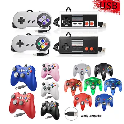 USB N64 SNES Xbox 360 Controller USB GamePad Joypad For Windows PC Raspberry Pi • $9.89