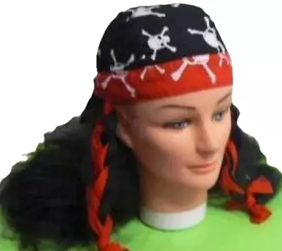 Pirate Wig With Bandana Scarf Jack Sparrow Caribbean Adult Costume Accessory • $14.99