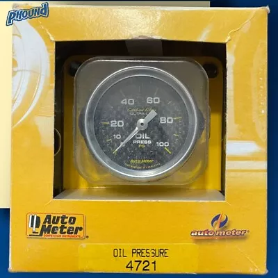 Auto Meter 4721 Carbon Fiber 100 Psi Mechanical Oil Pressure Gauge 2” New In Box • $79.99