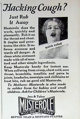 1928 Musterole Plaster Vintage Print Ad Quick Relief Chest Colds & Sore Throat • $12.99
