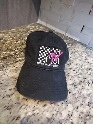 MTV Black Baseball Cap 1980s I Want My MTV Hat Checkerboard Logo Vintage  • $7.99