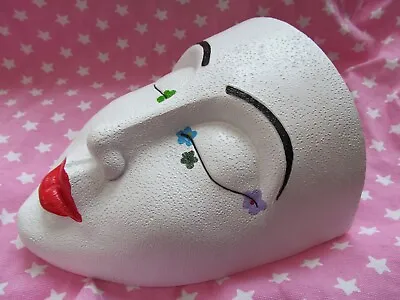 Beautiful Woman's Sleeping Face Wall Vase Planter Glam Flowers Boho Red Lips New • £35
