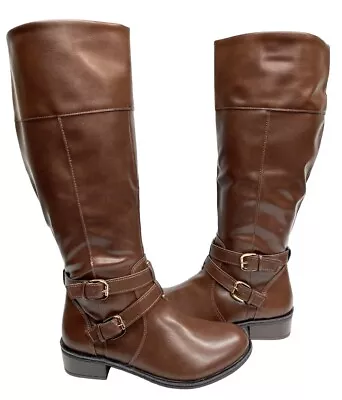 Arizona Denver Brown Faux Leather Memory Foam Riding Tall Boots Women's 7 M NEW • $21.40