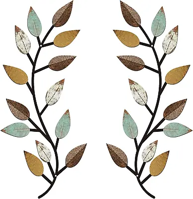 2 Pieces Metal Tree Leaf Wall Decor Vine Olive Branch Leaf Wall Art • $17.99